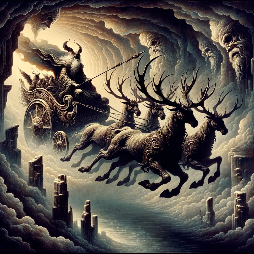 Shadowy Santa Claus soars through the Underworld