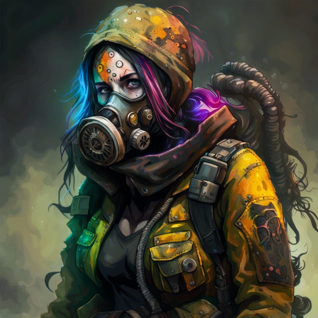 Post-Apocalyptic Survivor in Gas Mask: Cinematic Art