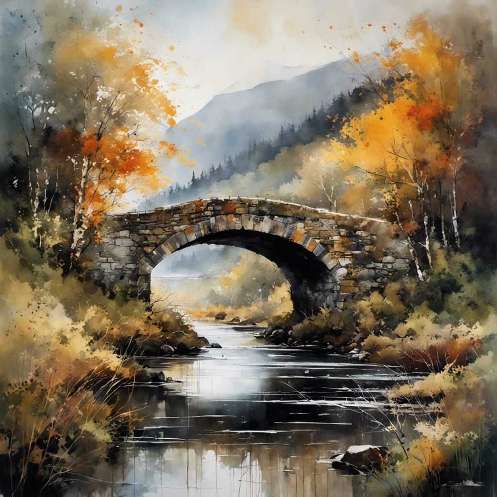 Scottish Highlands Bridge: Graffiti Splash Art