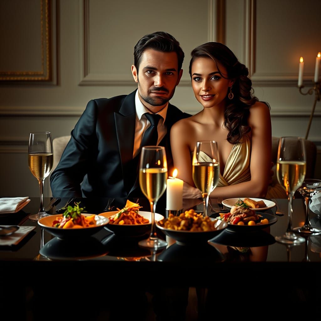 Elegant Dinner Scene in Soft Cinematic Light