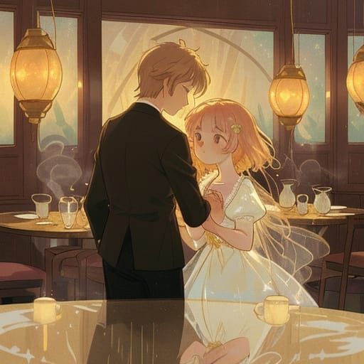 Golden Hour Waltz in a Cozy Restaurant