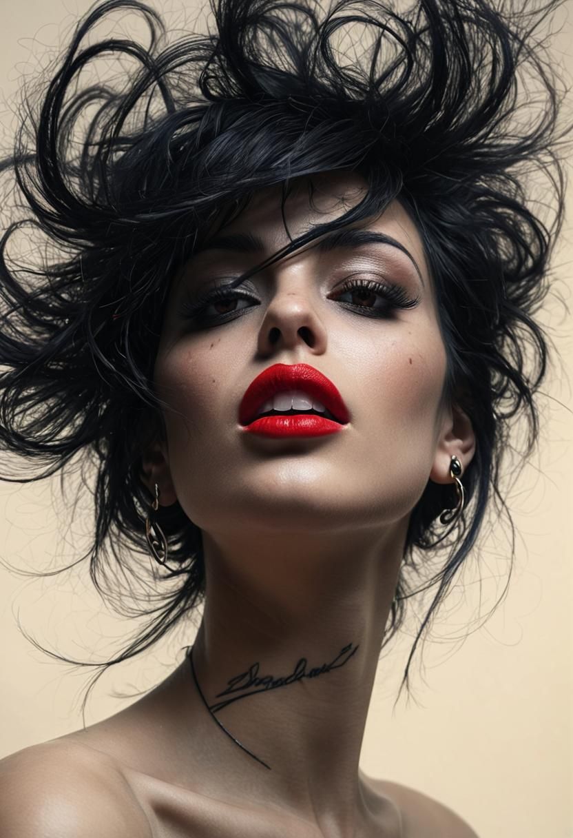 Moody Dark Fantasy Portrait with Metallic Accents