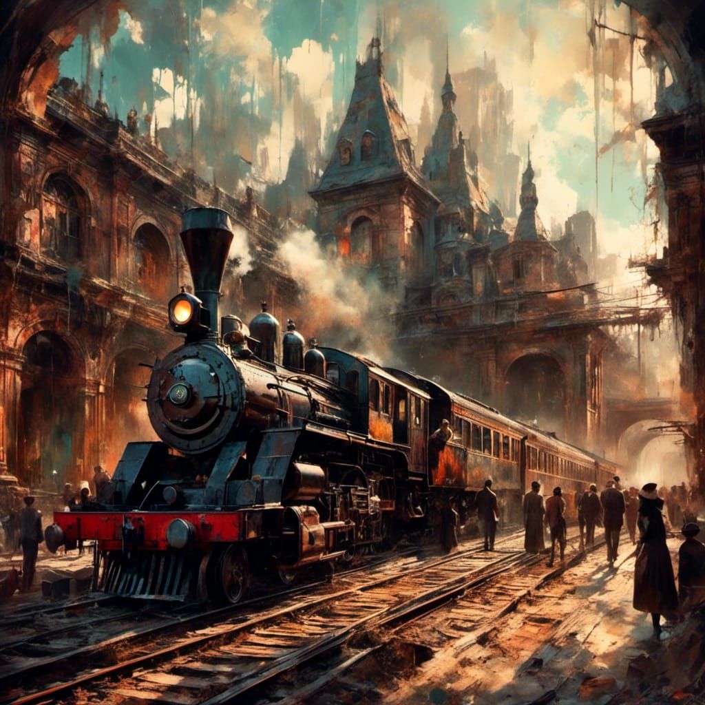 Vintage Steam Train at Platform in Nostalgic Light