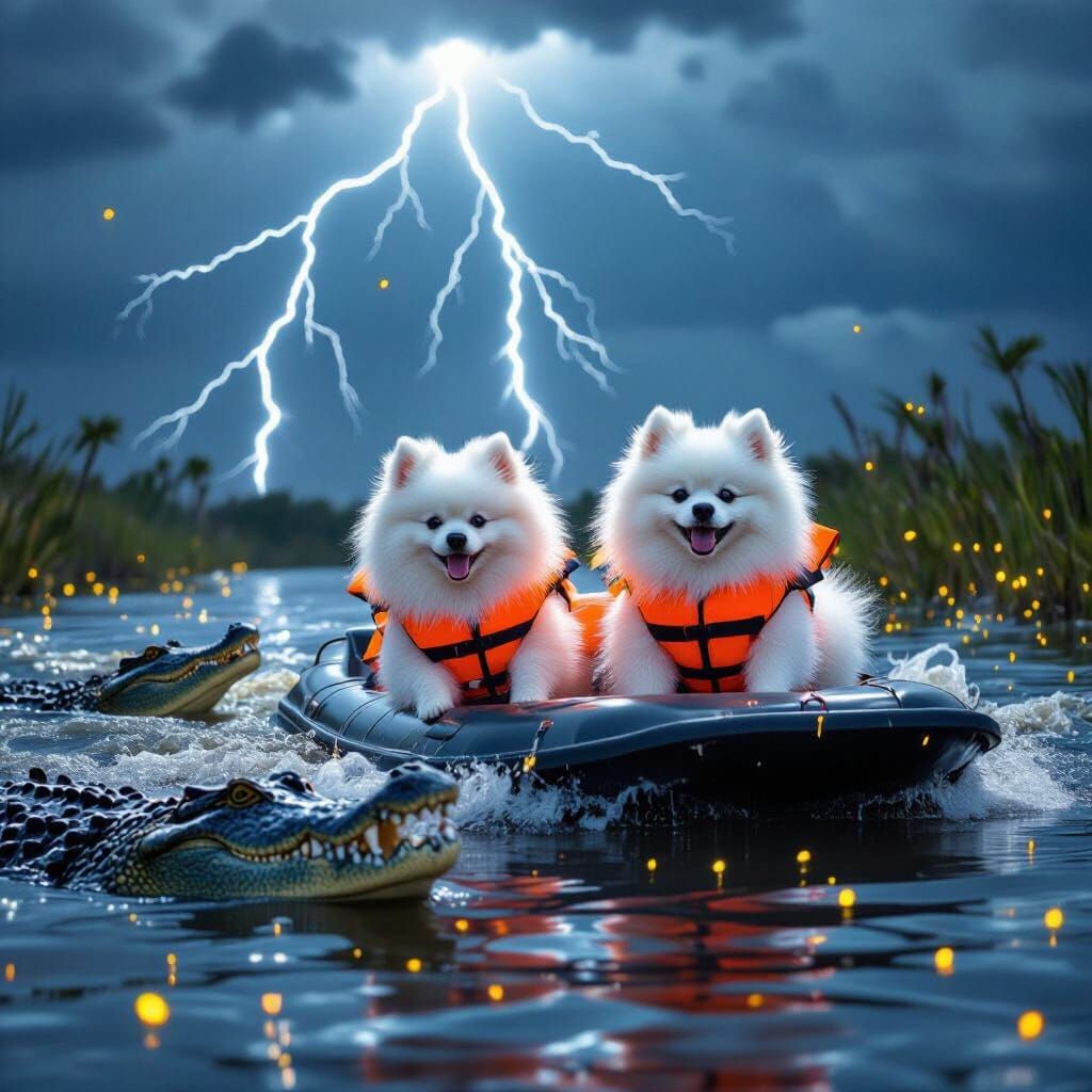 Pomeranians in Life Jackets Brave Everglades Airboat Adventu...