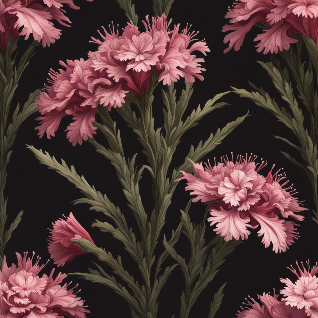 Dianthus Plant: 18th Century Botanical Illustration