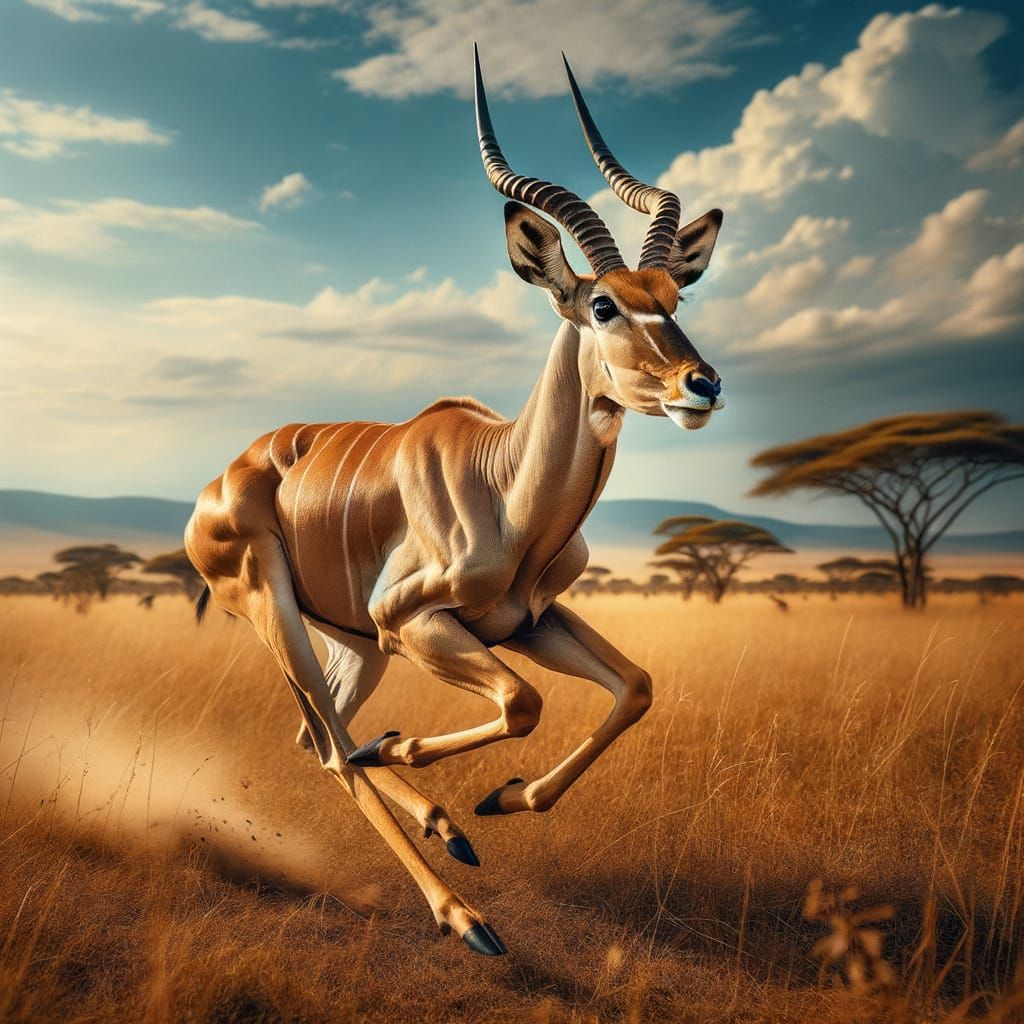Antelope in Motion Across the African Savannah