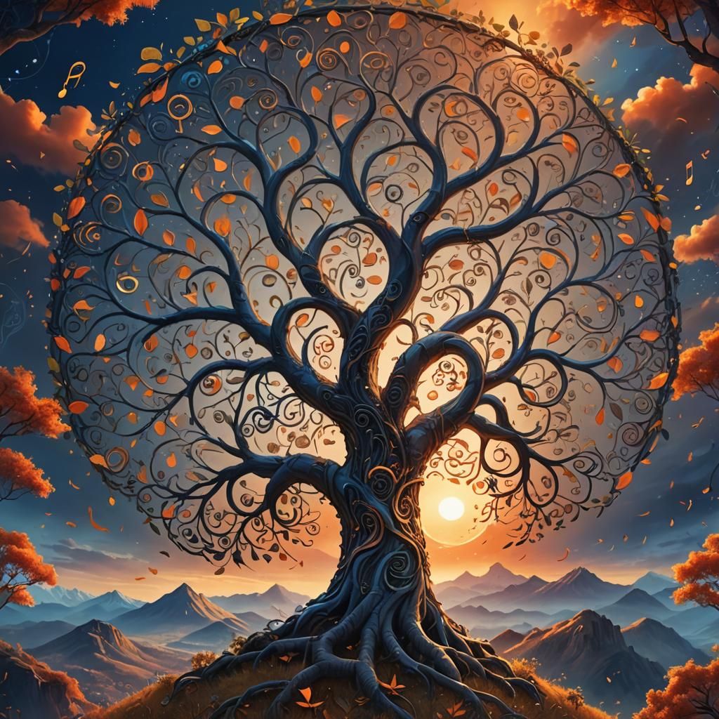 Majestic Tree of Life with Swirling Music