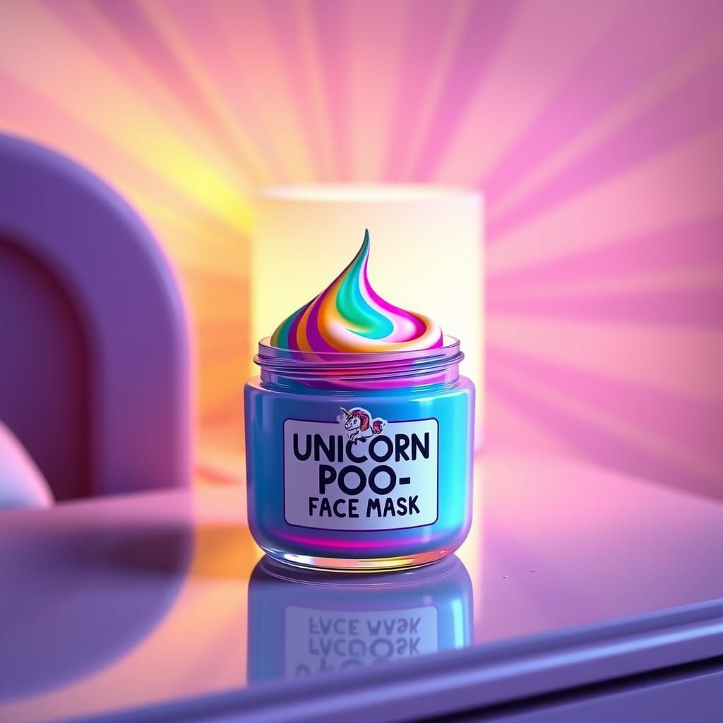 Vibrant Makeup Jar with Rainbow Face Mask