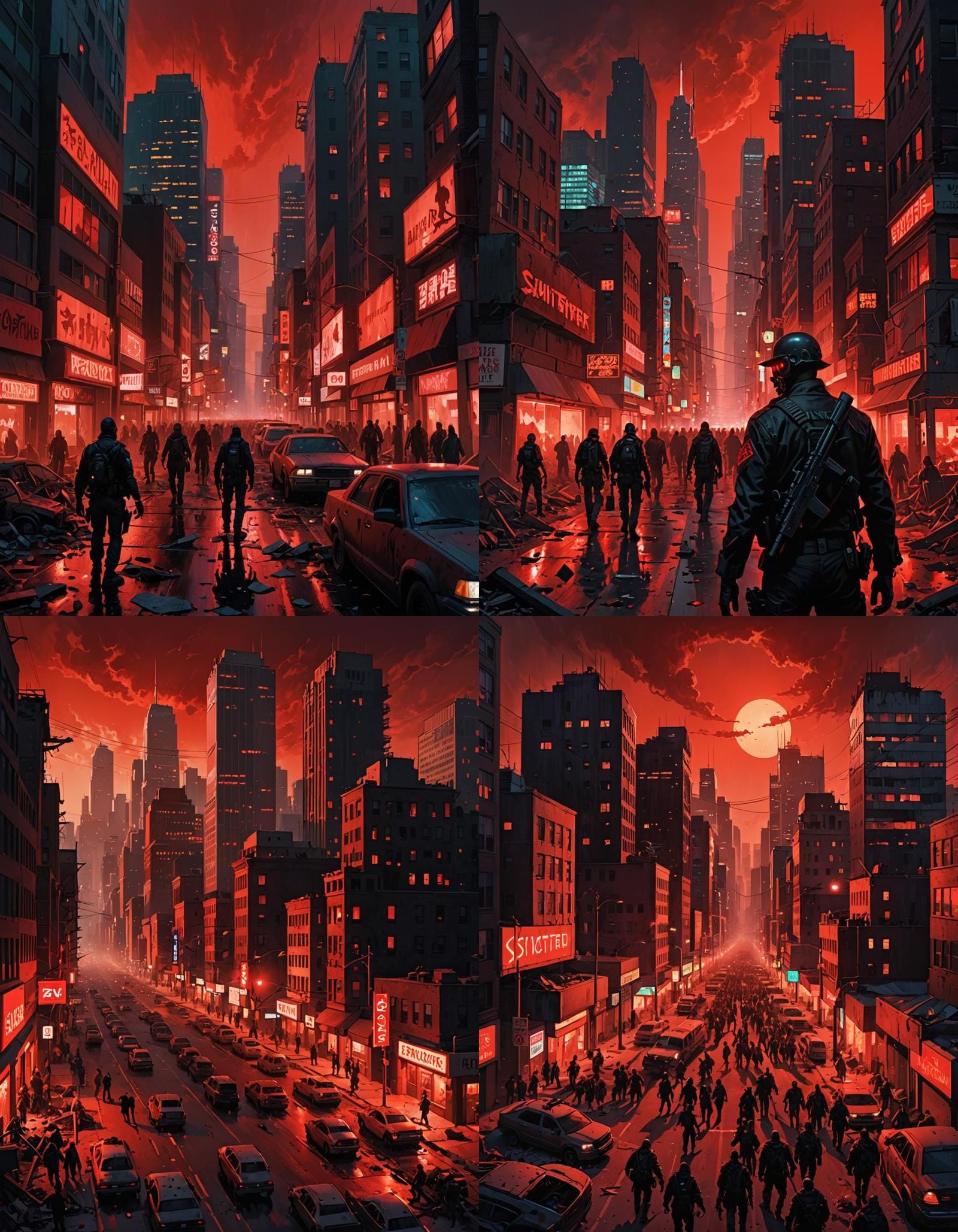 Cyberpunk Apocalypse in a Desolate Modern City