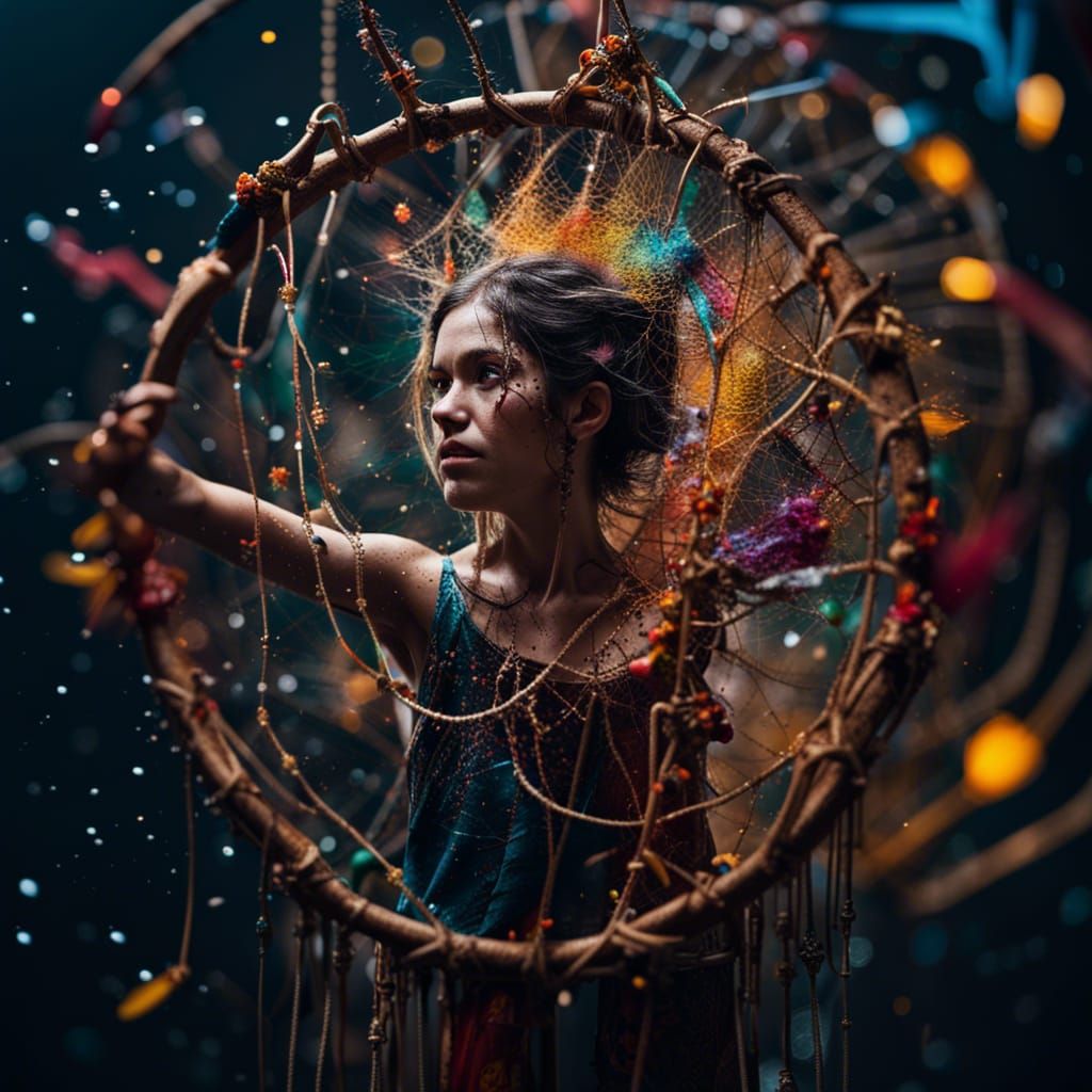 Fairy Entrapment: Dreamcatcher in Jackson Pollock Style