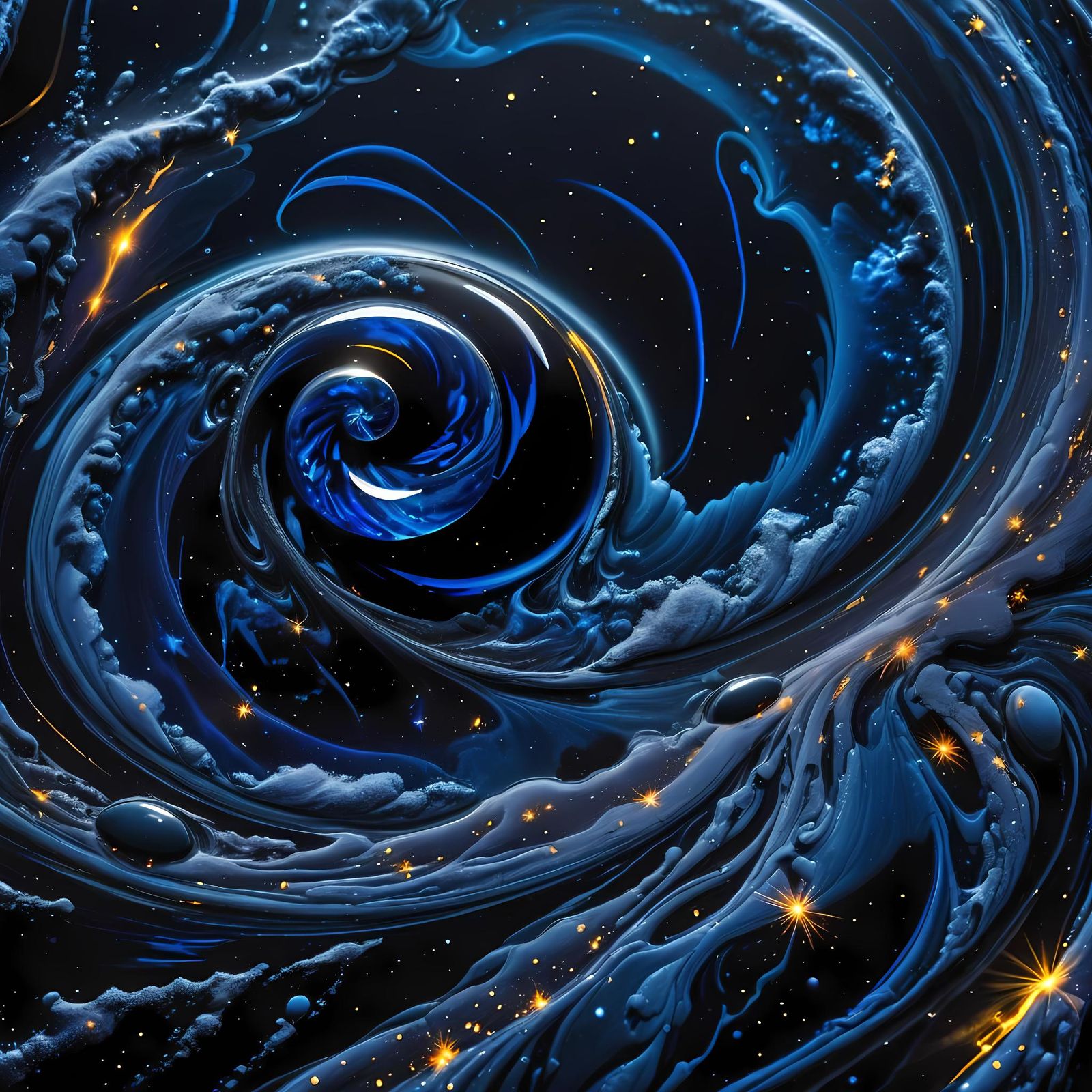 Obsidian Void with Sapphire Stardust Trails