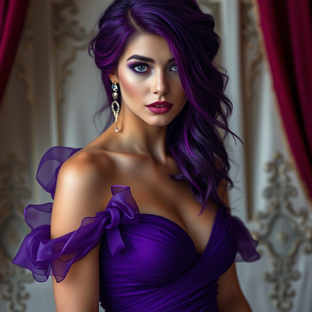 Woman in Purple Gown: Digital Portrait