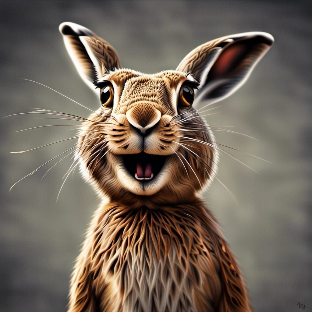 Frustrated Hare Slaps Head: Cartoon Art