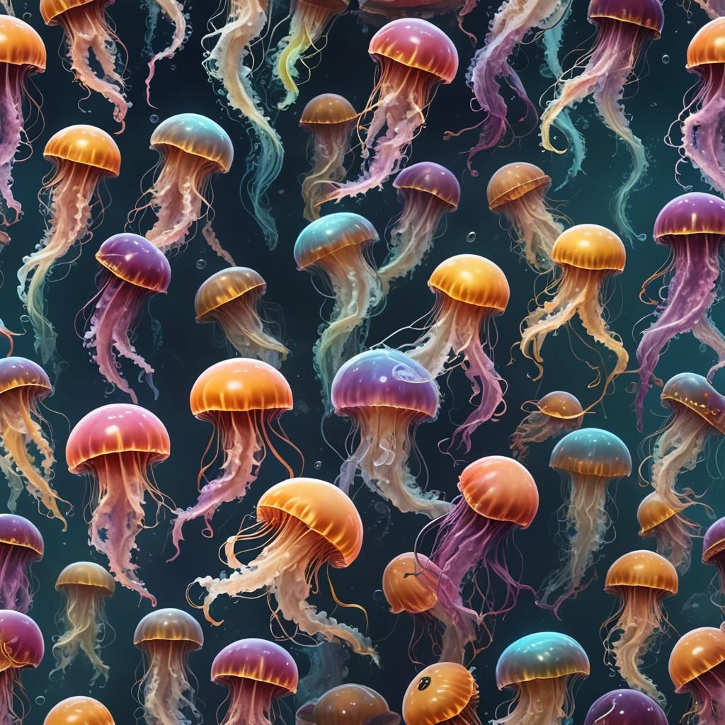 Colorful Jellyfish Tank: Fantasy Concept Art