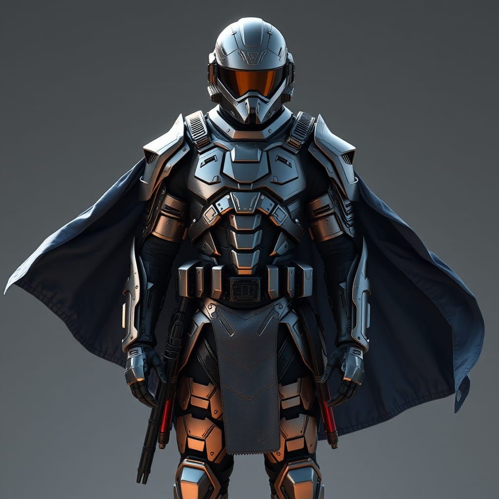 Futuristic Soldier in High-Tech Armor, Hyperrealistic Sci-Fi