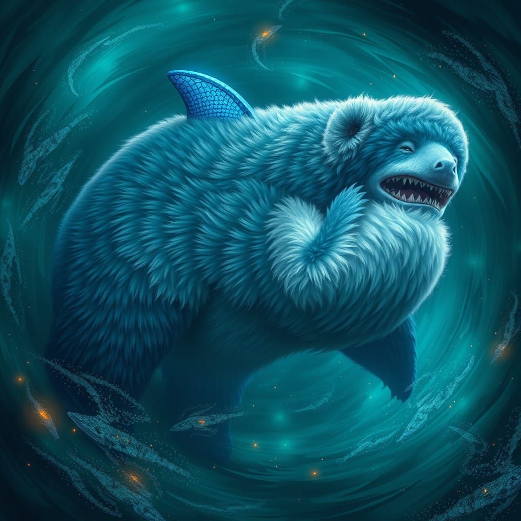 Mystical Oceanic Hybrid Emerges in Vibrant, Dreamlike Scene