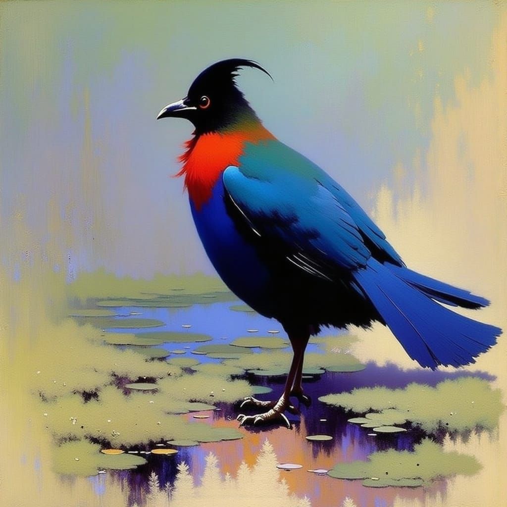 Surreal Blue Blackbird Portrait