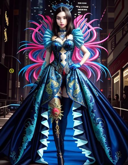 Cyberpunk Aristocrat on Horse in Art Deco Style