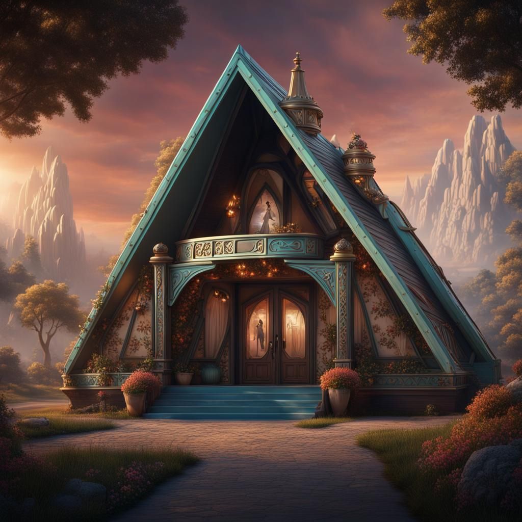 Fantastical A-Frame House Concept Art in 8k