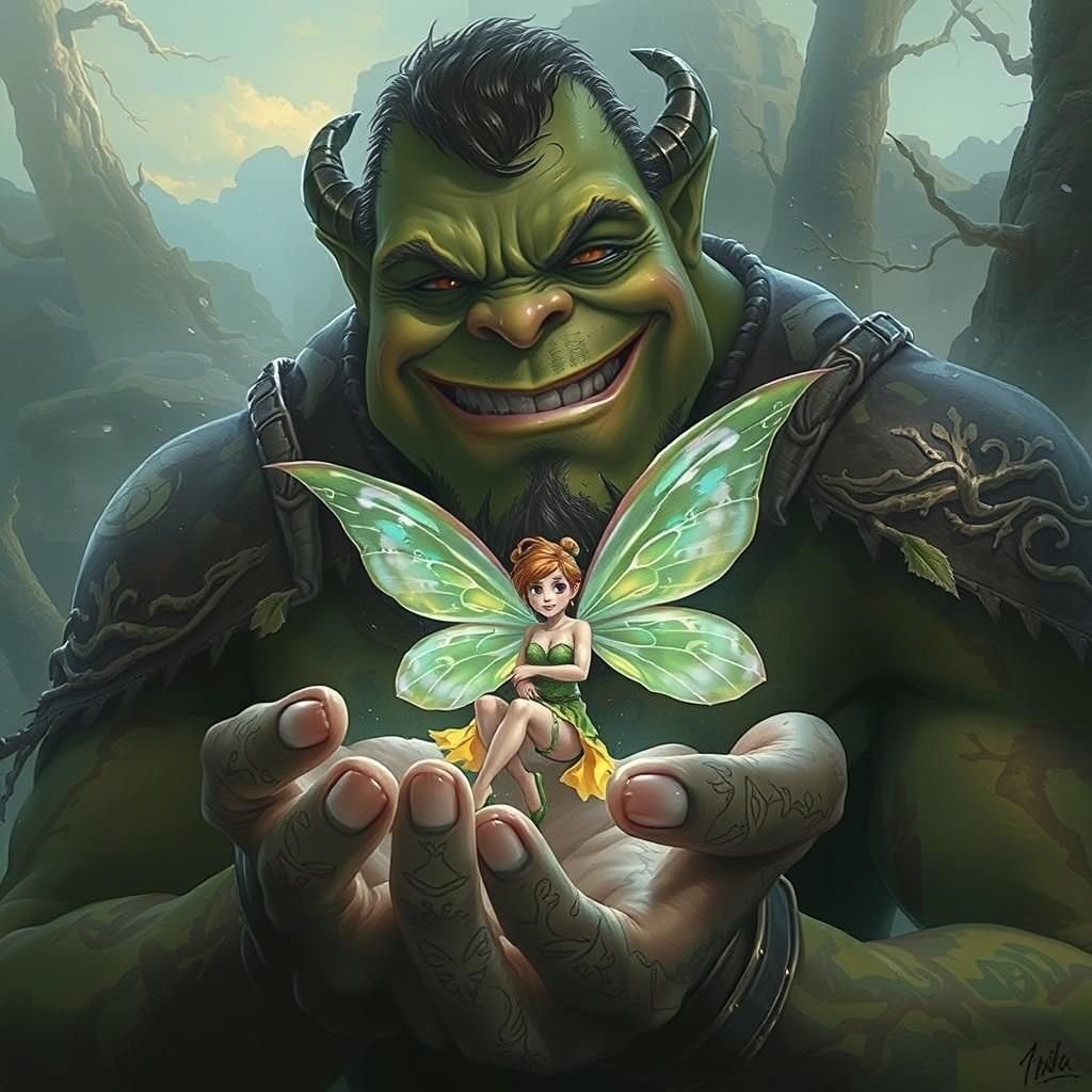 Orc and Fairy: A Dark Fantasy Illustration