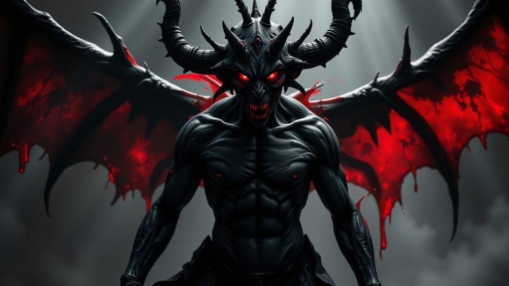 Dark Edgy Demon Artwork in Charcoal and Ink