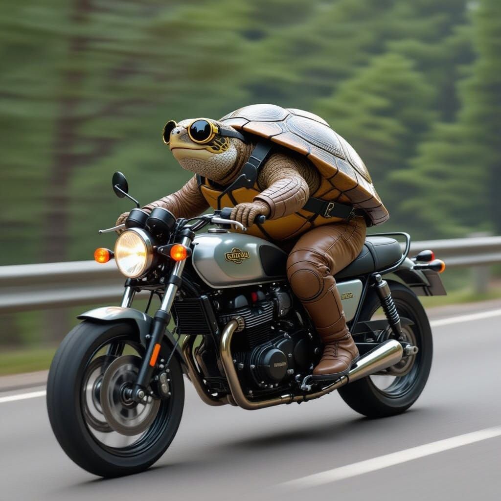 Turtle in Sunglasses Performs a Thrilling Motorcycle Jump