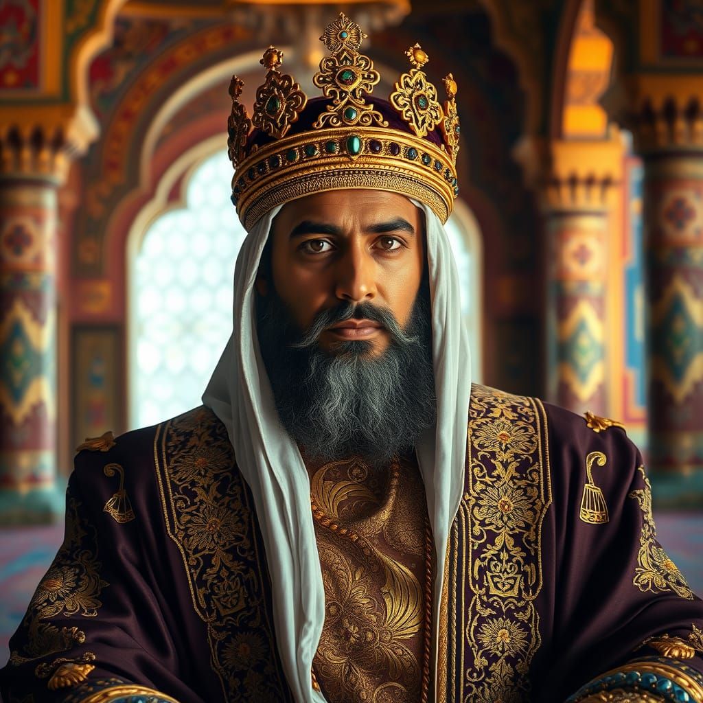 Arabian King Haroun Al Rashid in Opulent Baghdad Palace