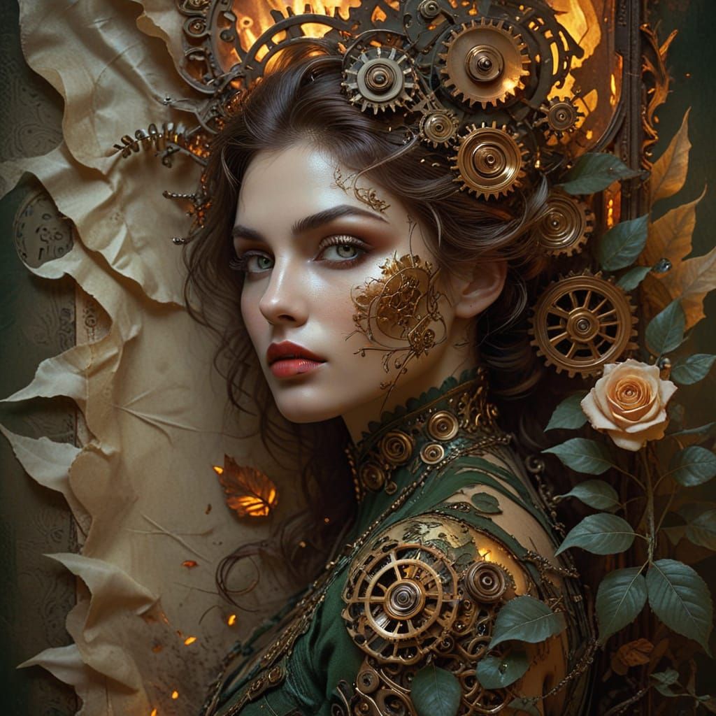 Enigmatic Woman Unveiled in Gothic Digital Art