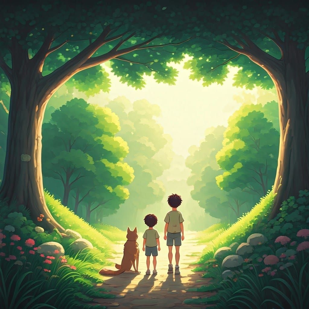 Boys and Dogs in Totoro Style, Anime Visual