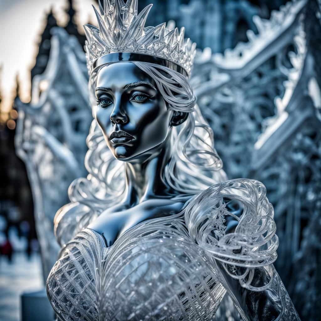 Hyperrealistic Ice Sculpture of the Ice Queen
