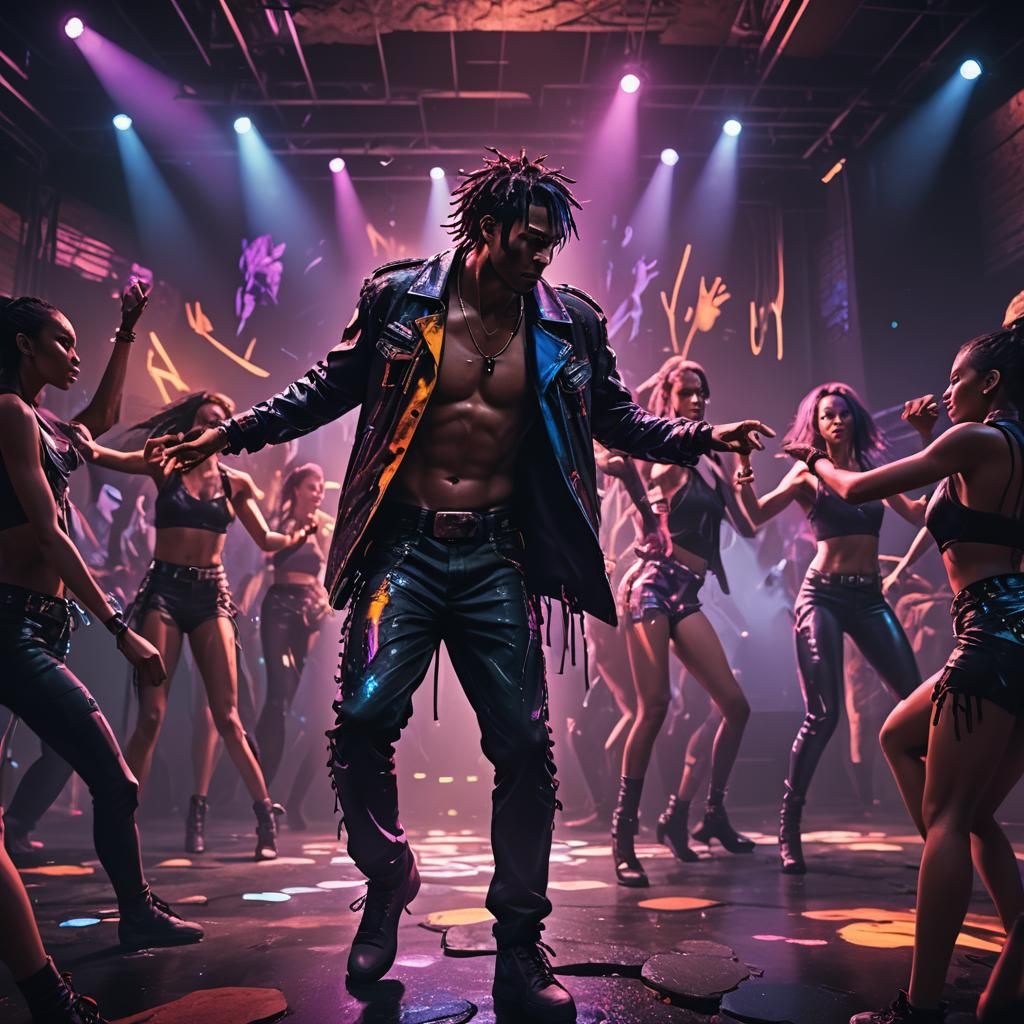 Energetic Concert Scene in Dimly Lit Venue