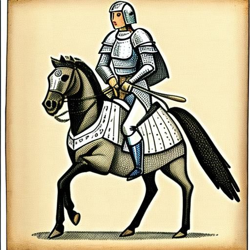 Medieval Knight with Falcon Digital Portrait