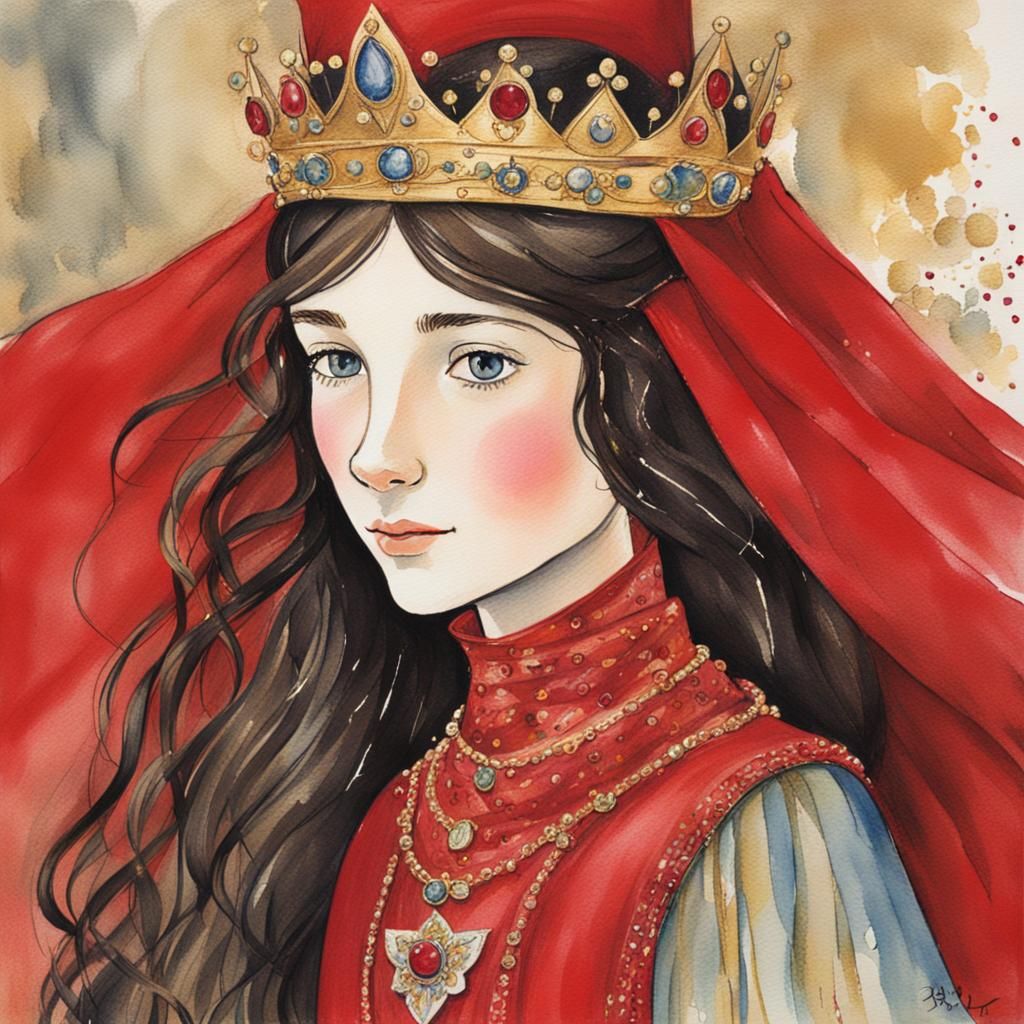 Medieval Princess Portrait in Storybook Style