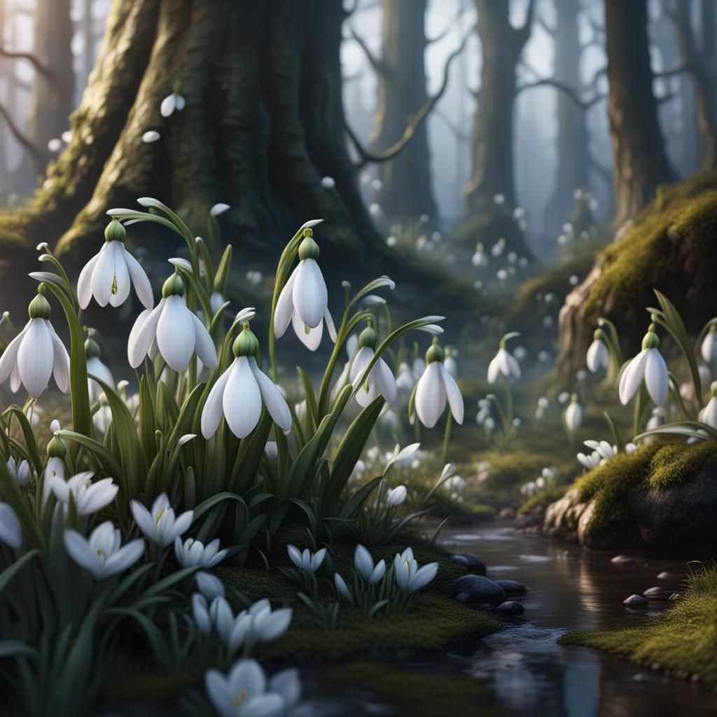 Fantastical Snowdrops in Deep Color