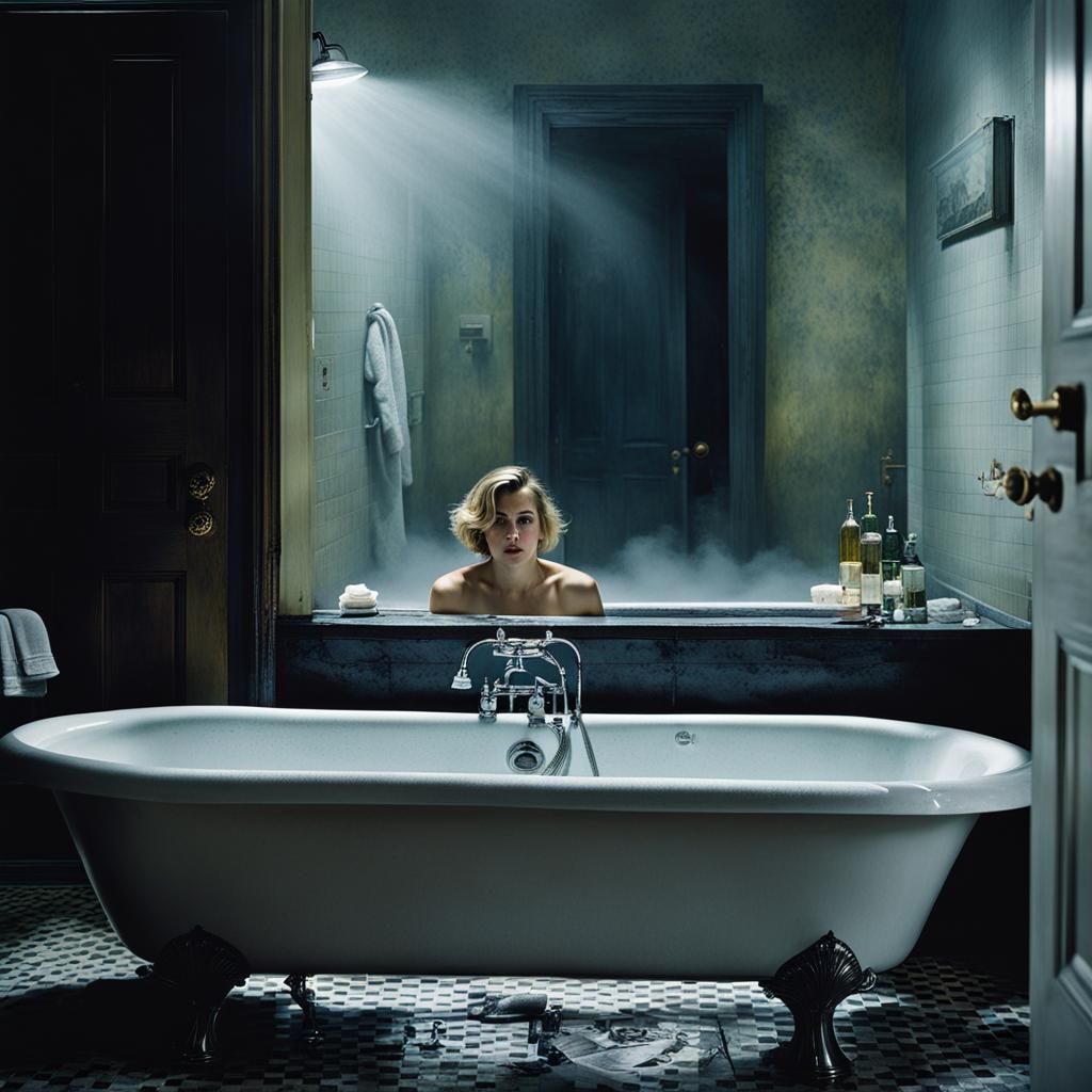 Art by Gregory Crewdson, Cindy Sherman, inspired by 'The Talented Mr. Ripley,' capturing a tense, claustrophobic moment ...