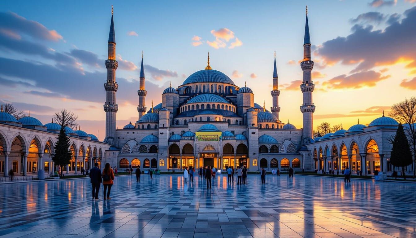 Blue Mosque Istanbul at Golden Hour Ultra Detailed