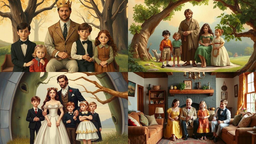 Fantasy Family Portrait with Father and Children