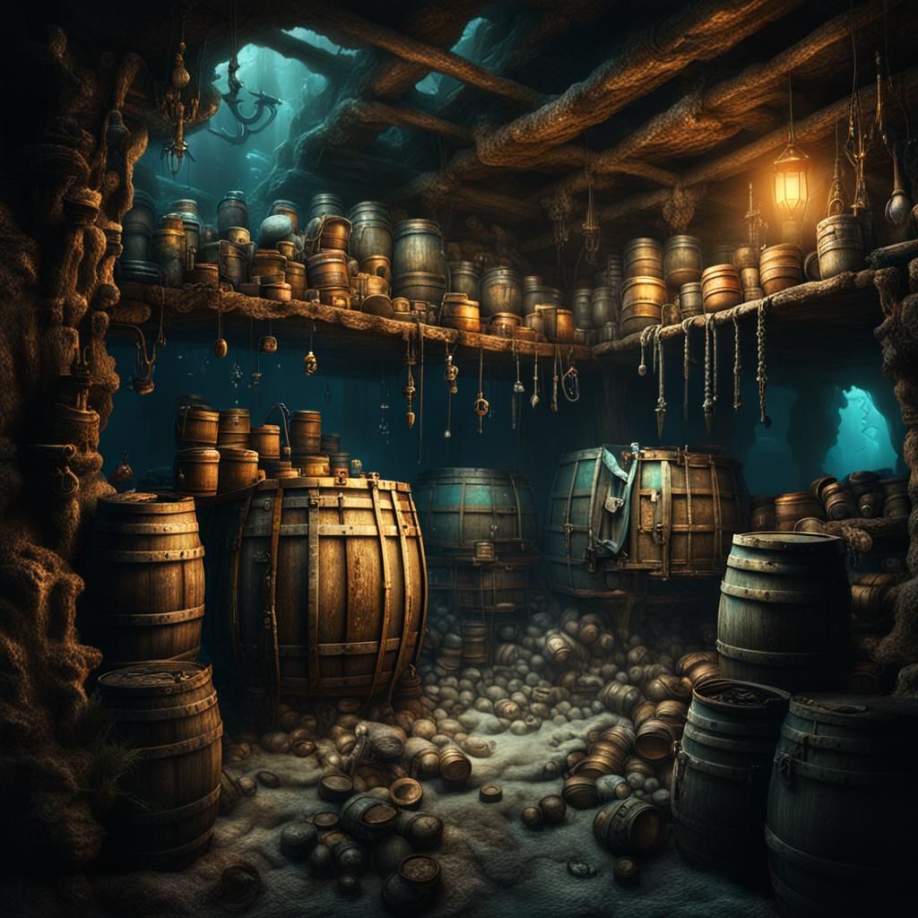 Epic Underwater Smugglers Lair in Stunning Digital Matte Pai...