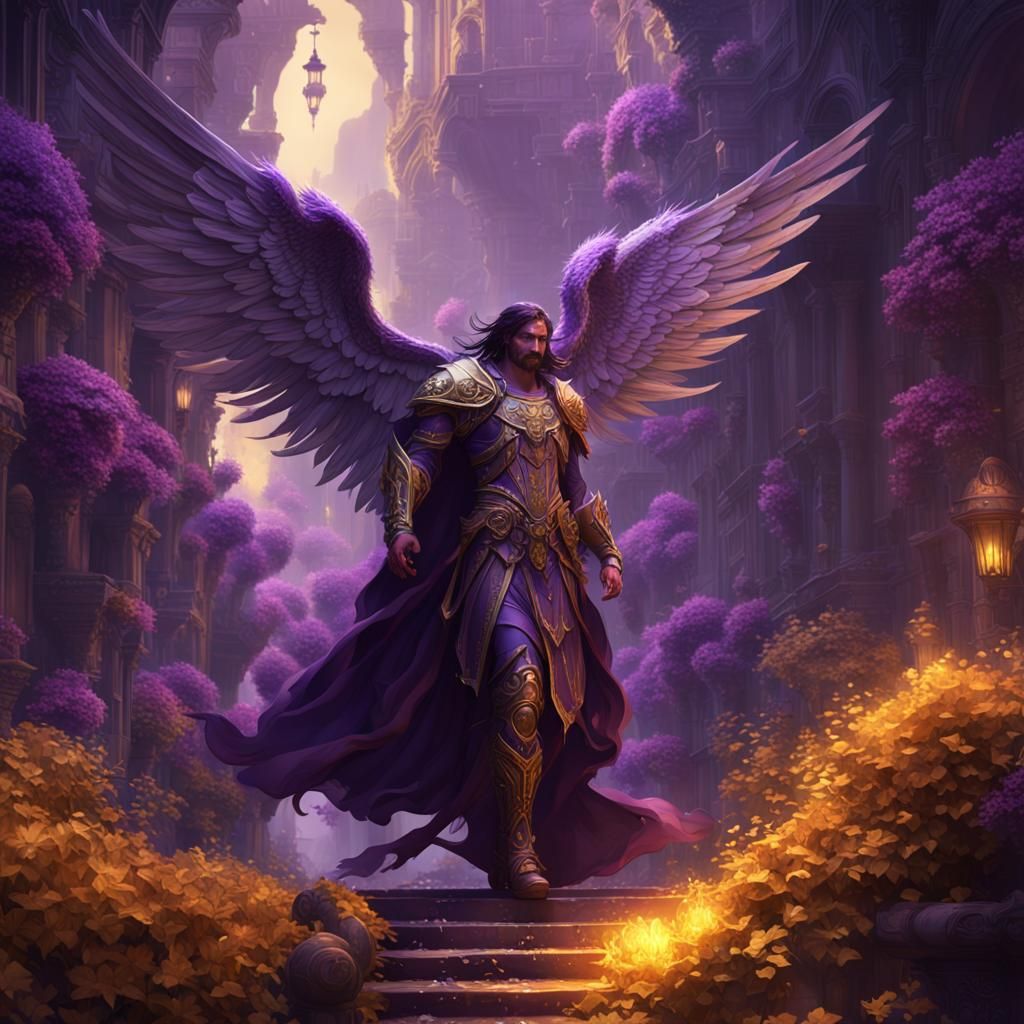 Dark Fantasy Masterpiece in Purple and Yellow