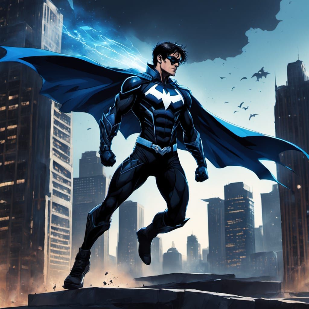 Nightwing Parkours Between Buildings Inspired by Jim Lee