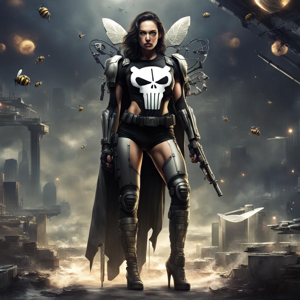 Futuristic Female Warrior in Cyberpunk Armor