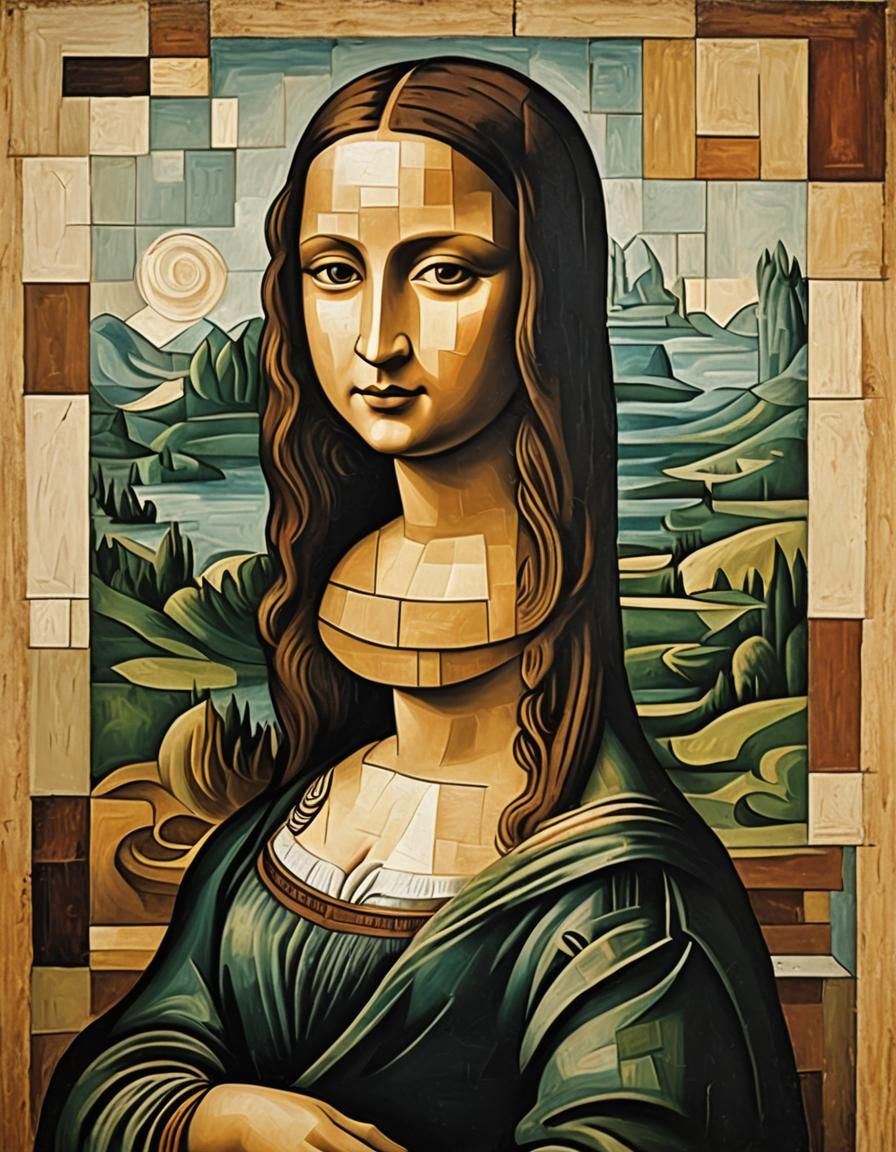 Mona Lisa in Cubist Modern Art Style