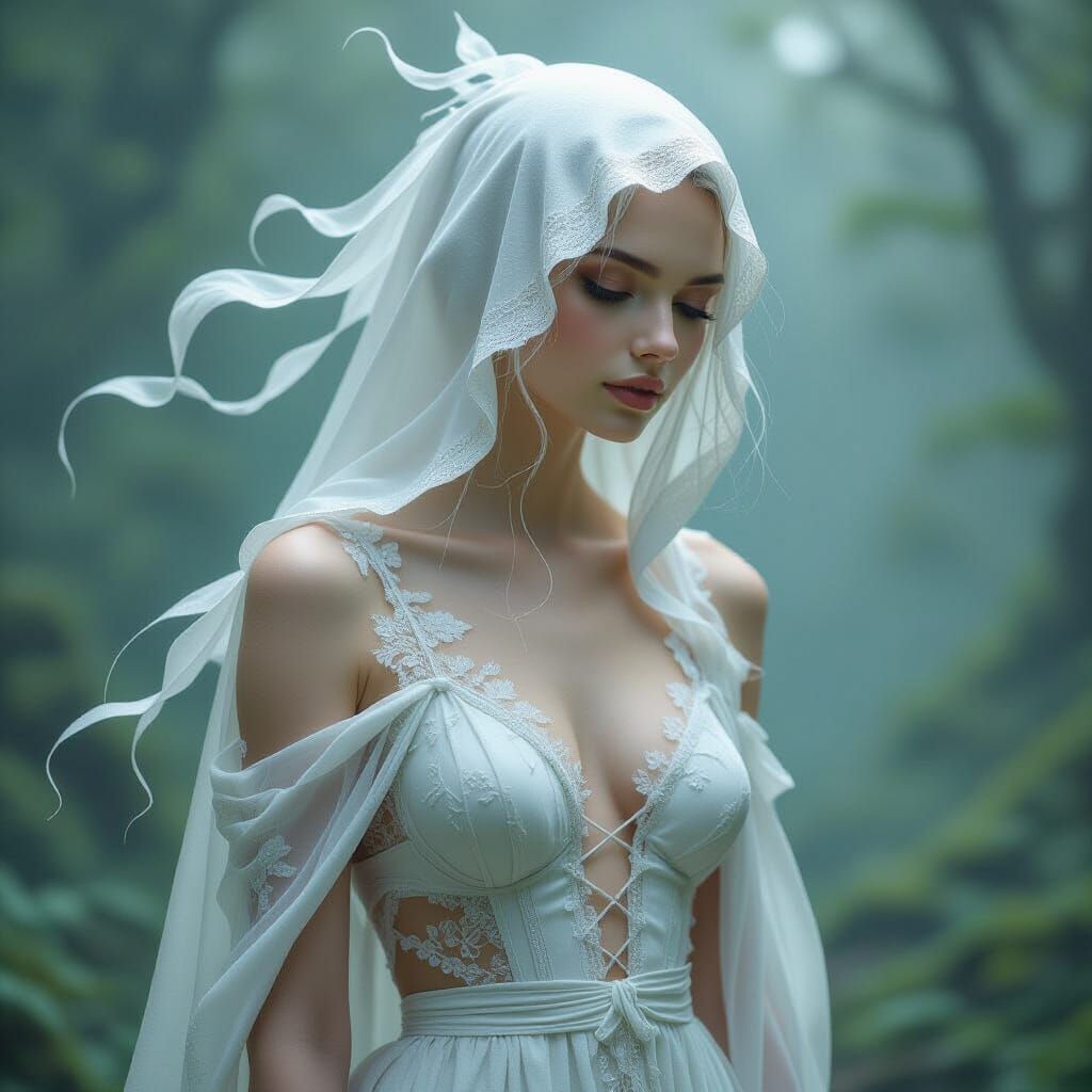 Ethereal Figure Embodies Dreams Woven into Flesh