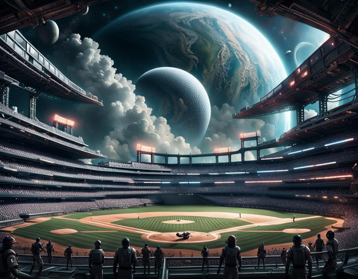 A  baseball game in the year 2300