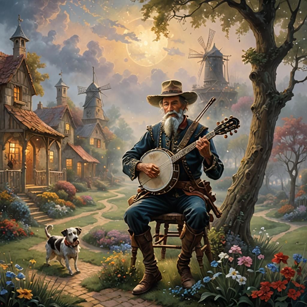 Don Quixote Plays Banjo in Ethereal Fantasy