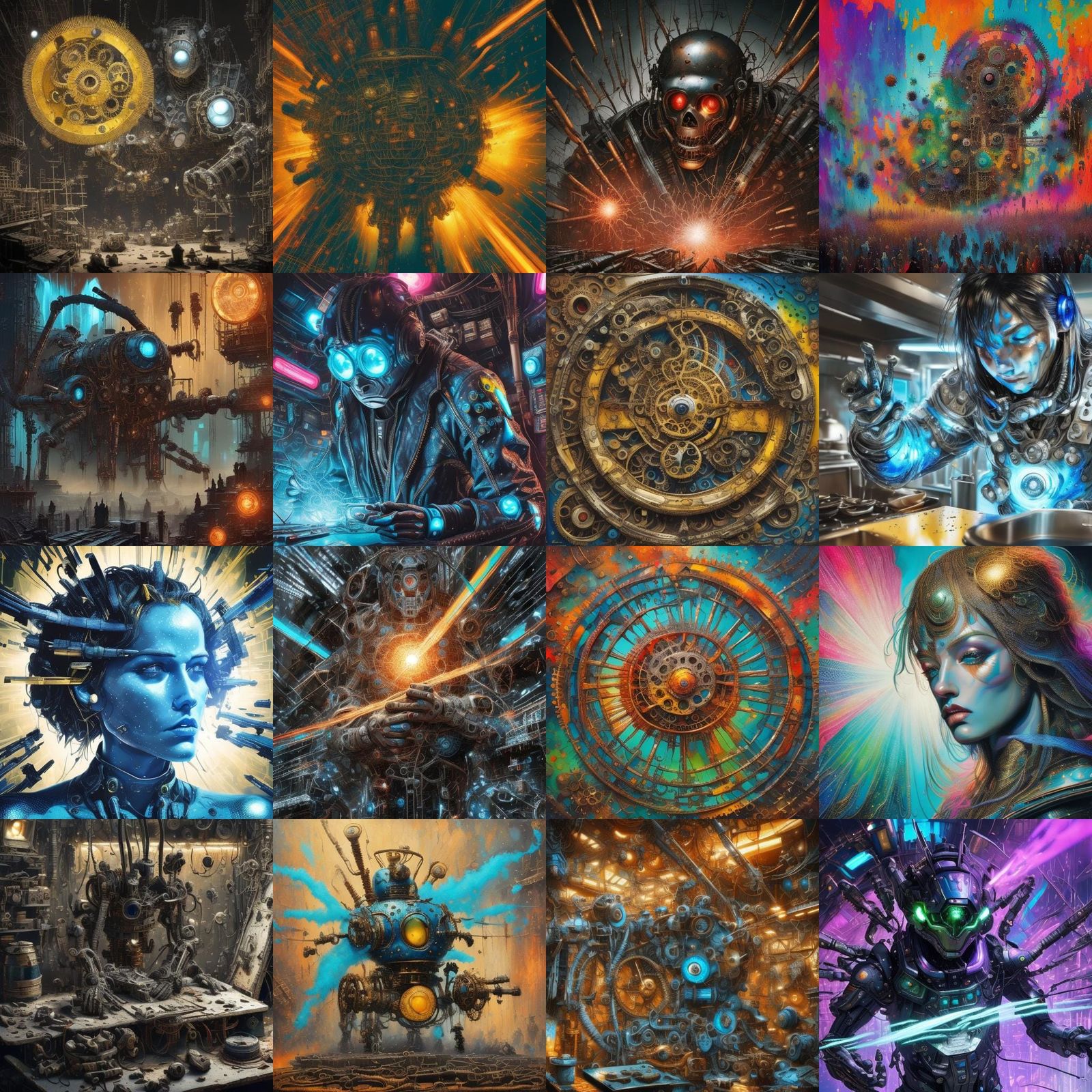 Futuristic Kinetic Pointillism Inspired by Jean Tinguely