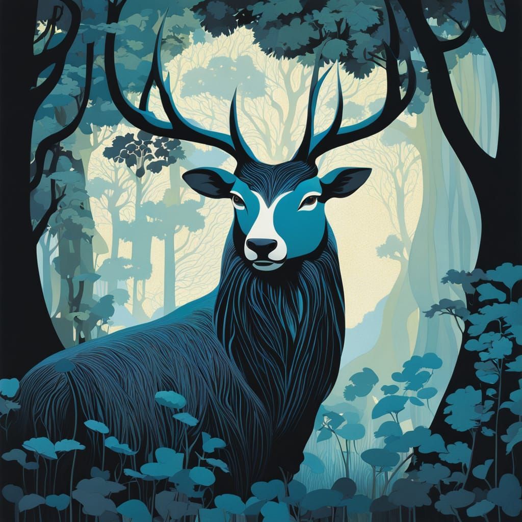 Art Nouveau Landscape by Eugène Grasset and Eyvind Earle