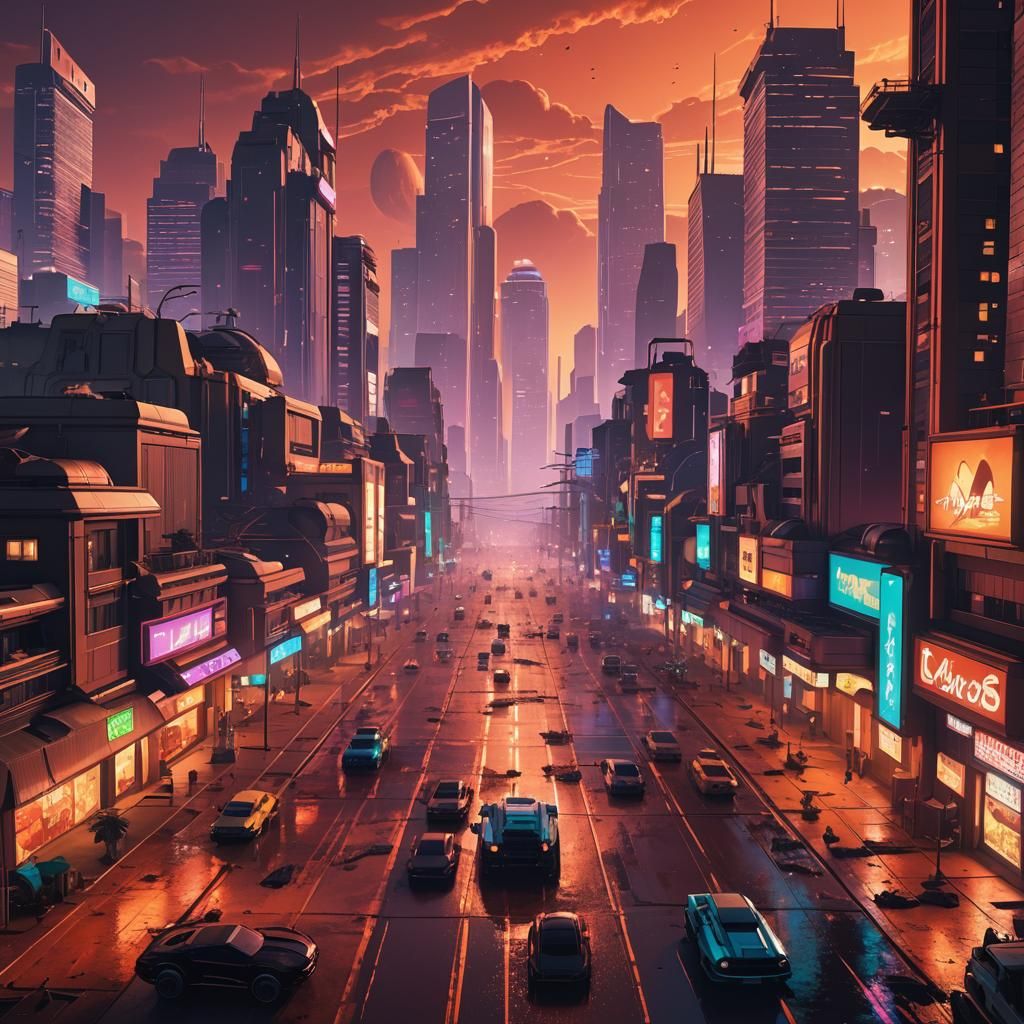 Los Santos on Mars in Cel-Shaded Anime Style