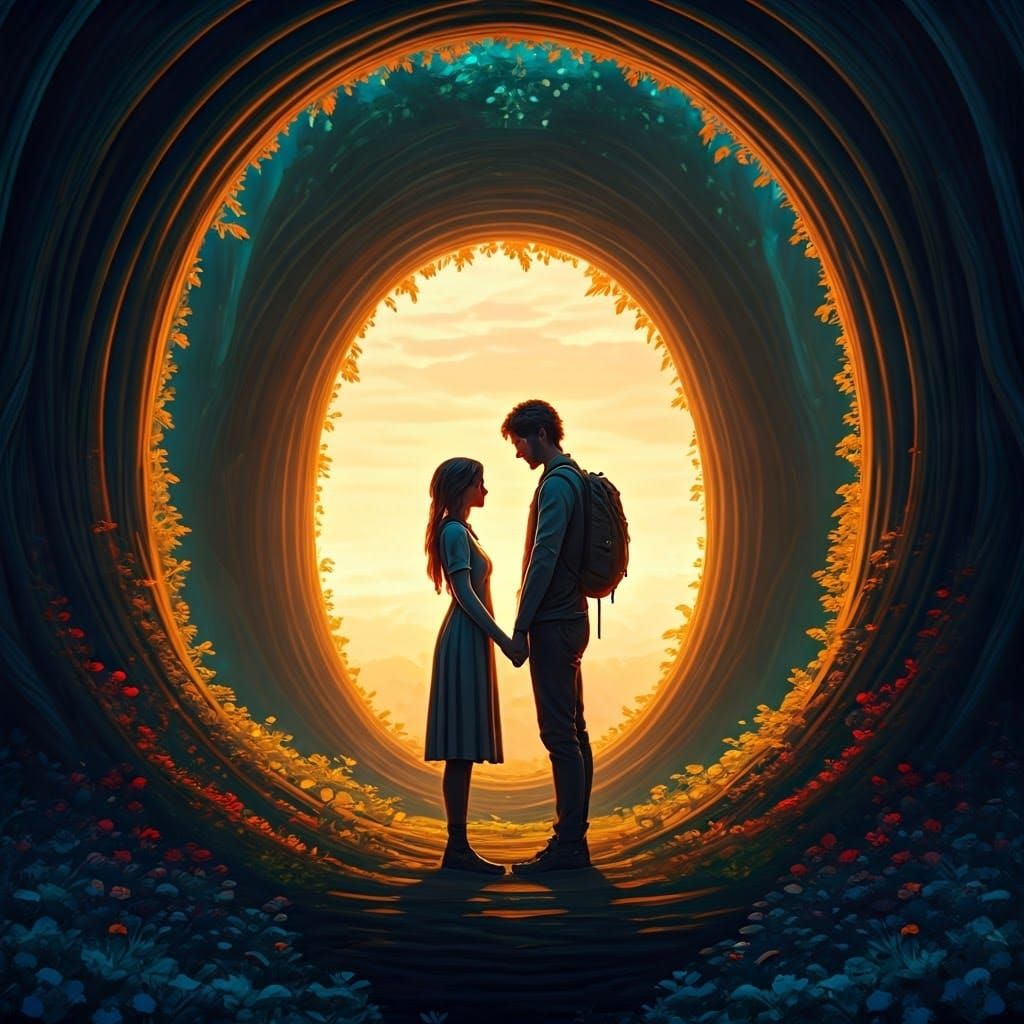 Couple in Ethereal Forest, Unreal Engine 5 Art