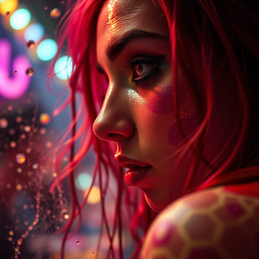 Vibrant Cloisonnism Cabaret Scene in Hyperrealistic Detail